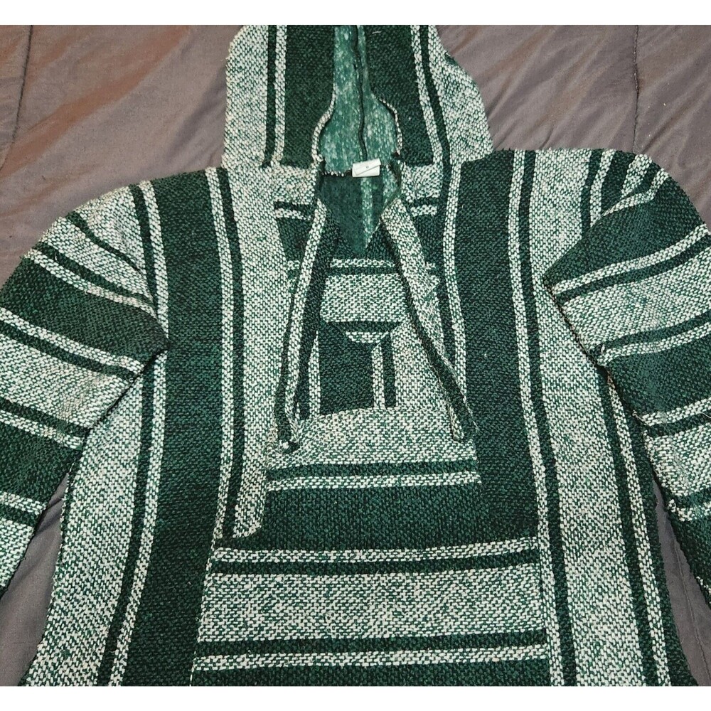 Artesanias San Martin  Pullover Green White Striped 22w X 25L Medium